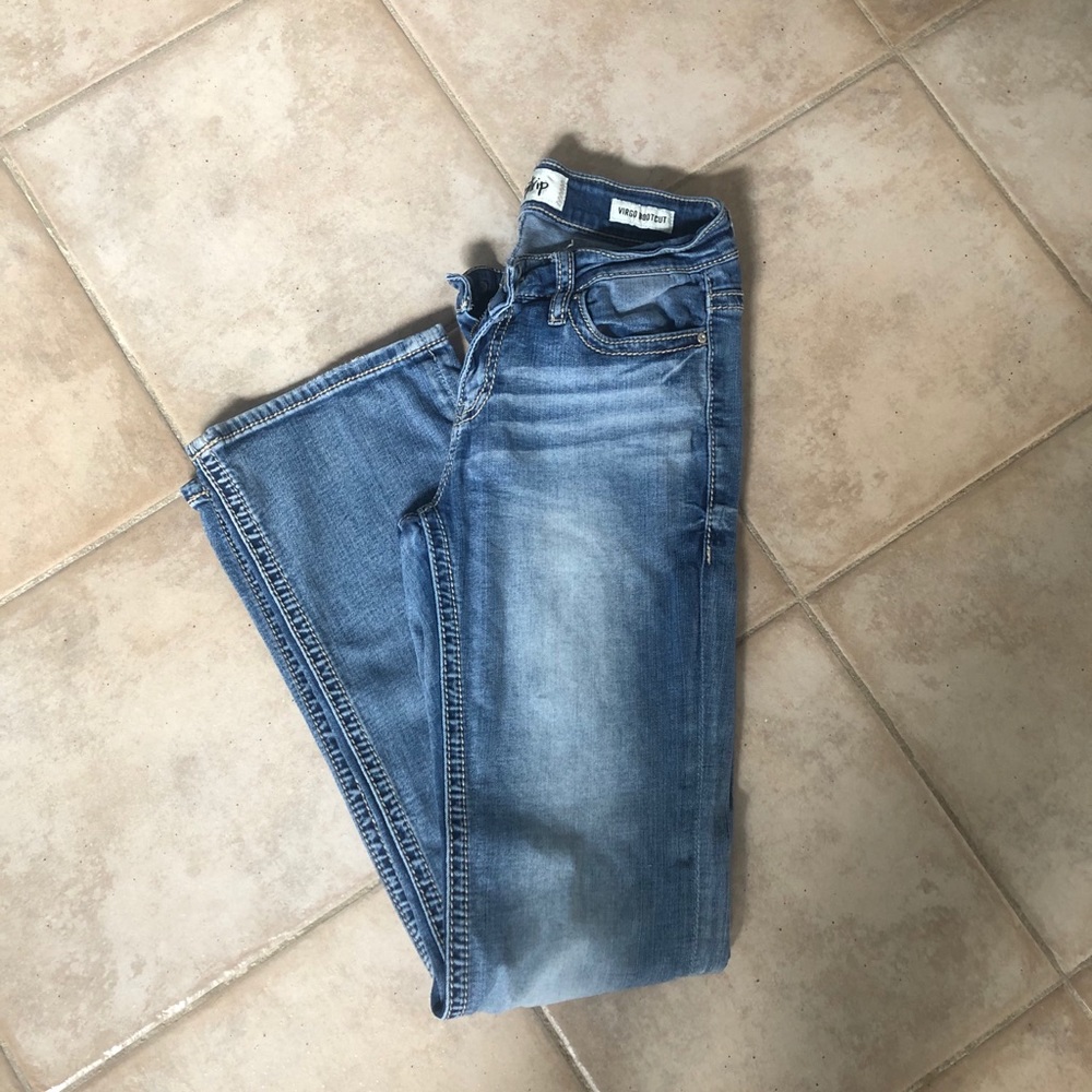 buckle boot cut jeans